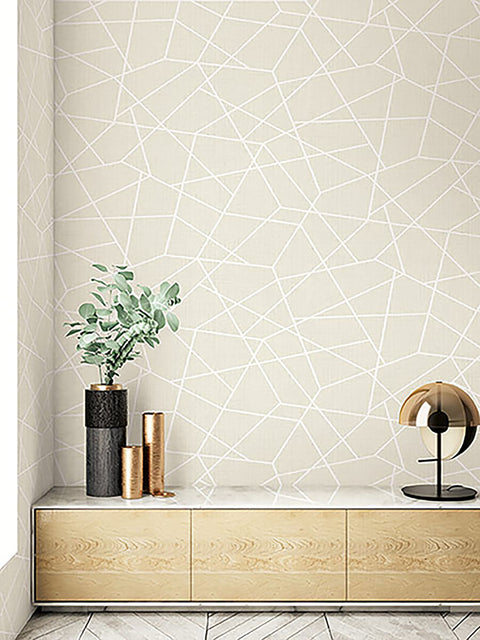 Heath Cream Geometric Linen Wallpaper