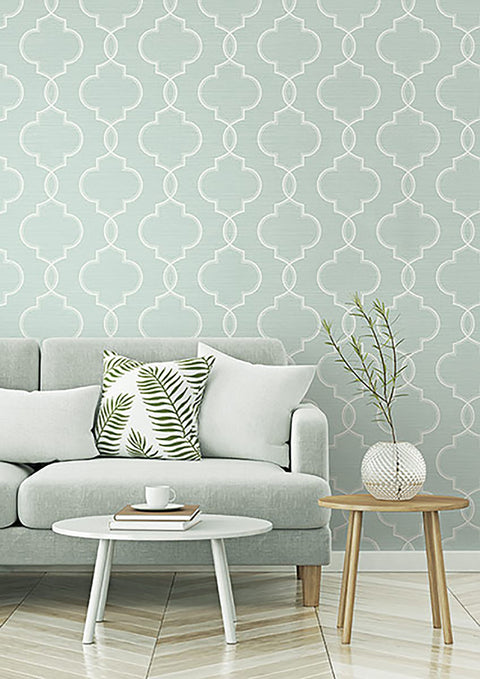 Malo Aqua Sisal Ogee Wallpaper