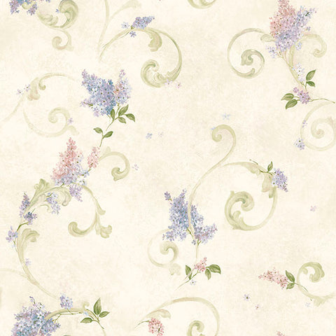 Celandine Cream Floral Scroll Wallpaper