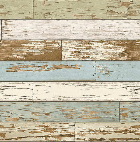 2766-22302 Siesta Key Multicolor Scrap Wood Wallpaper