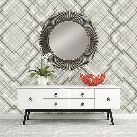 2766-22649 Tuvalu Taupe Plaid Wallpaper
