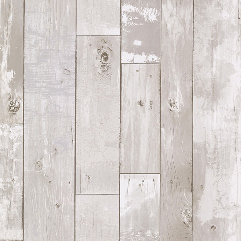 2767-20131 Harbored Light Grey Distressed Wood Panel Wallpaper