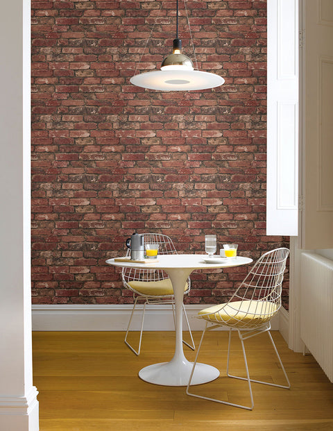 2767-21258 Davis Dark Red Exposed Brick Texture Wallpaper