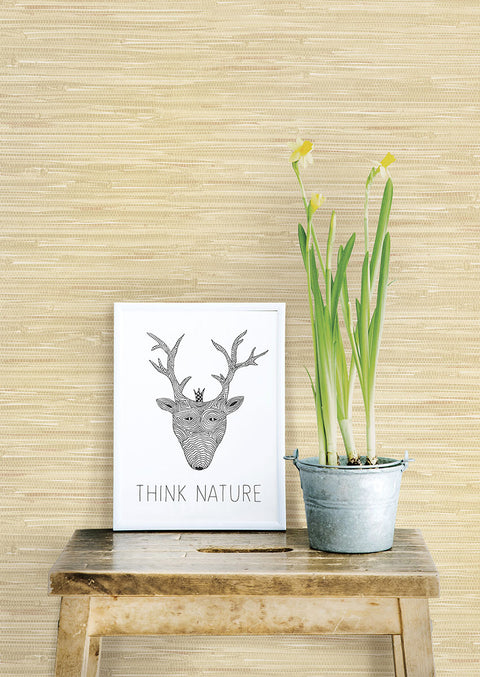 2767-22267 Maytal Light Yellow Faux Grasscloth Wallpaper