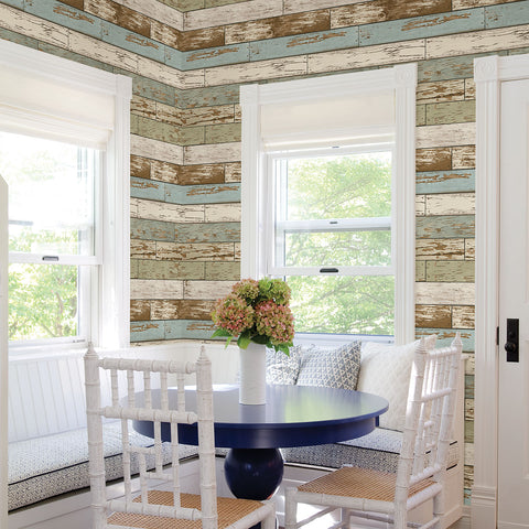 2767-22302 Borough Blue Scrap Wood Wallpaper