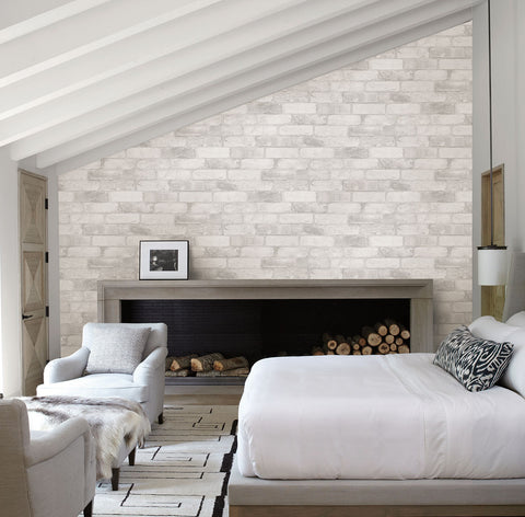 2767-22321 Adams White Reclaimed Bricks Wallpaper