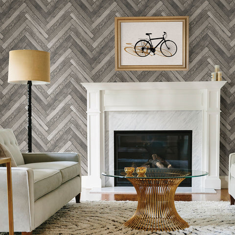 2767-23755 Altadena Grey Diagonal Wood Wallpaper