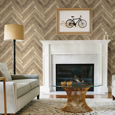 2767-23756 Altadena Light Brown Diagonal Wood Wallpaper