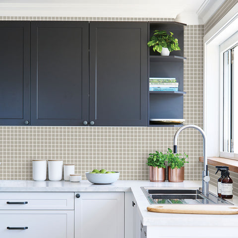 2767-23784 Tessellate Grey Glass Tile Wallpaper