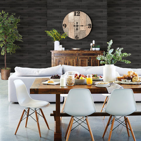 2767-23820 Nika Black Sleek Wood Wallpaper