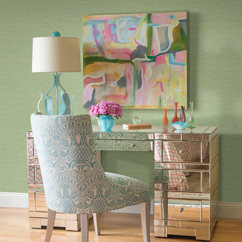 2767-24284 Bluestem Green Grasscloth Wallpaper