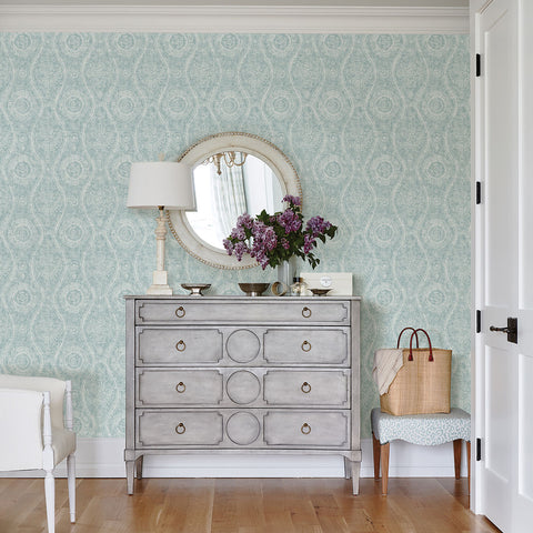 Aqua Painterly Wallpaper
