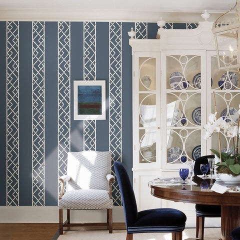 Indigo Latticework Wallpaper