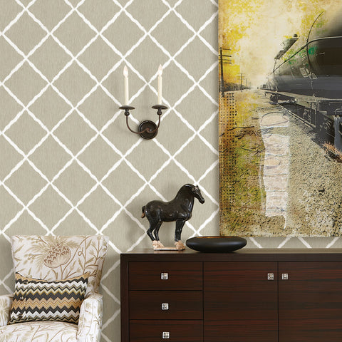 Linen Ikatrellis Wallpaper