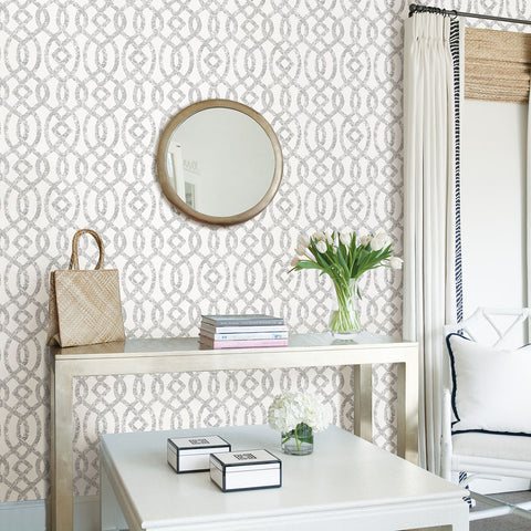 Ethereal Silver Trellis Wallpaper