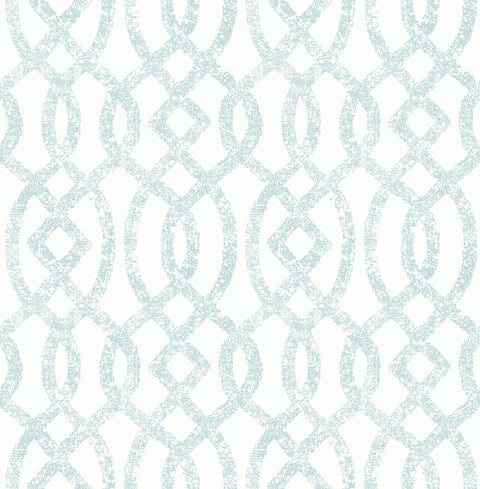 Ethereal Sky Blue Trellis Wallpaper