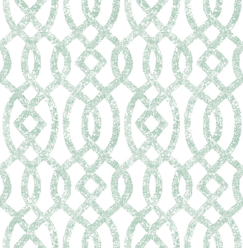 Ethereal Sea Green Trellis Wallpaper