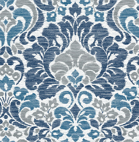 Garden of Eden Blue Damask Wallpaper