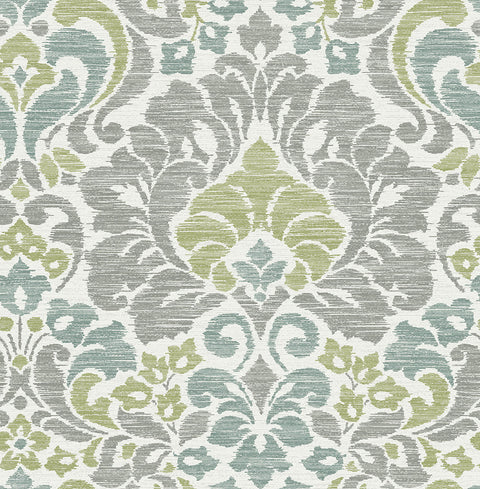 Garden of Eden Green Damask Wallpaper