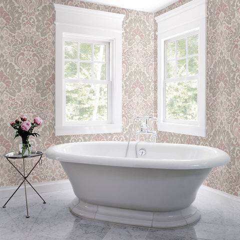 Garden of Eden Pink Damask Wallpaper