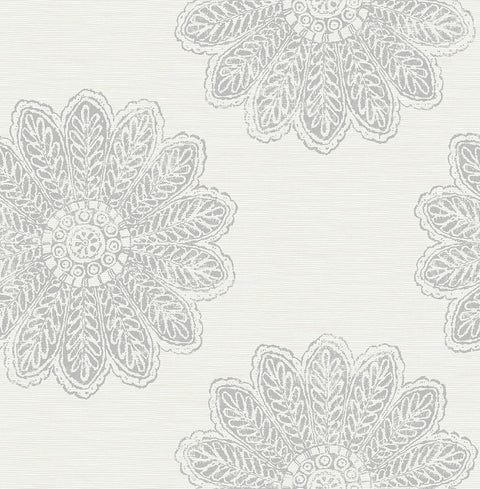 Sol Light Grey Medallion Wallpaper