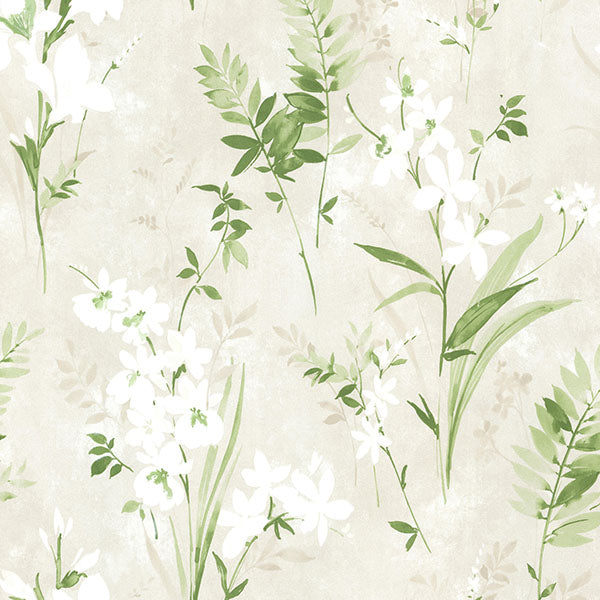 2814-21628 Turner Cream Watercolor Floral Wallpaper | The Fabric Co