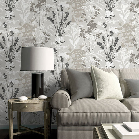 2814-24571 Pippin Grey Wild Flowers Wallpaper