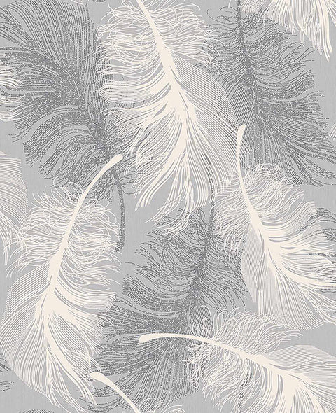 2814-M0923 Hurston Grey Feather Wallpaper