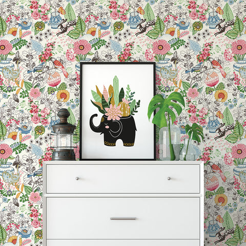 2821-12801 Whimsy Multicolor Fauna Wallpaper
