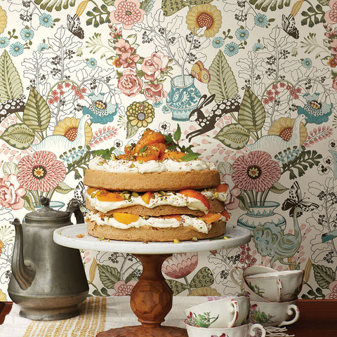 2821-12802 Whimsy Pink Fauna Wallpaper