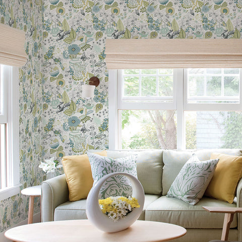 2821-12803 Whimsy Green Fauna Wallpaper