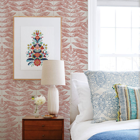 2821-25103 Akira Coral Leaf Wallpaper