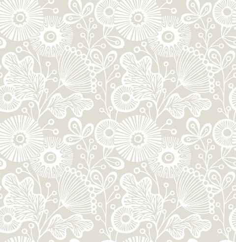2821-25112 Ana Taupe Floral Wallpaper