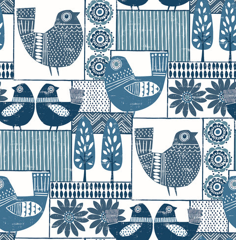 2821-25113 Hennika Blue Patchwork Wallpaper