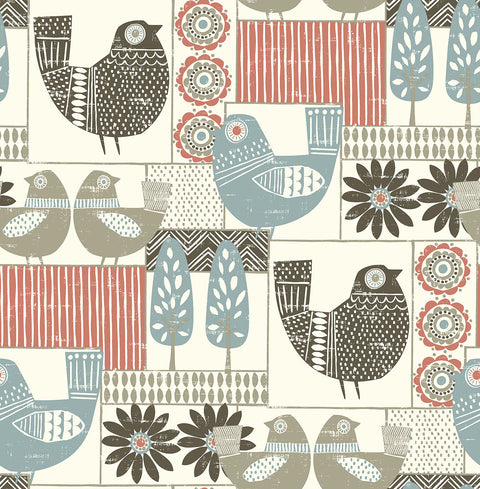 2821-25117 Hennika Coral Patchwork Wallpaper