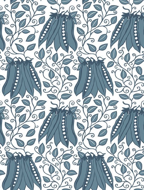 2821-25118 Peas in a Pod Teal Garden Wallpaper