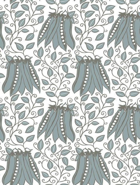 2821-25121 Peas in a Pod Turquoise Garden Wallpaper