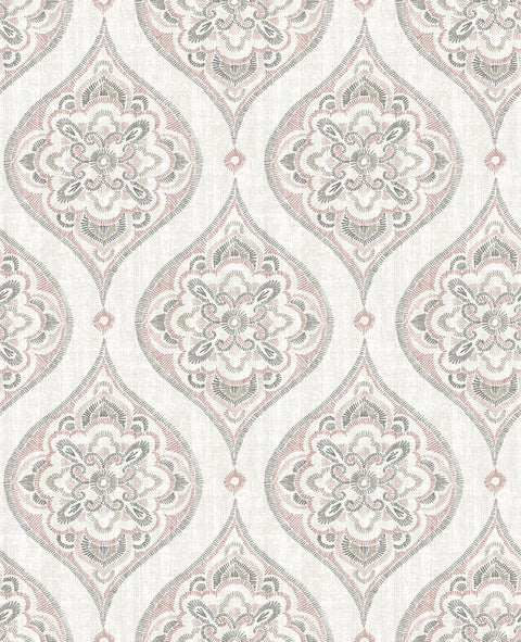 2821-25147 Adele Rose Damask Wallpaper
