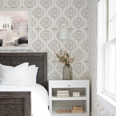 2821-25147 Adele Rose Damask Wallpaper