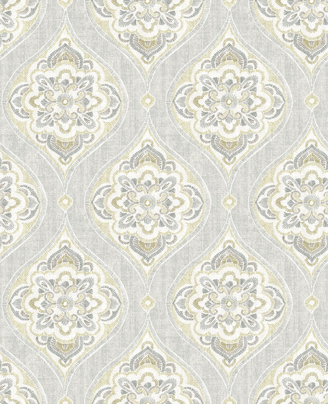 2821-25149 Adele Light Grey Damask Wallpaper