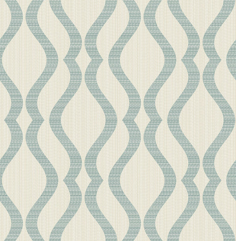 2834-25066 Yves Teal Ogee Wallpaper
