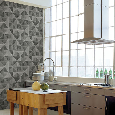 2836-24963 Corin Grey Wood Geometric Wallpaper