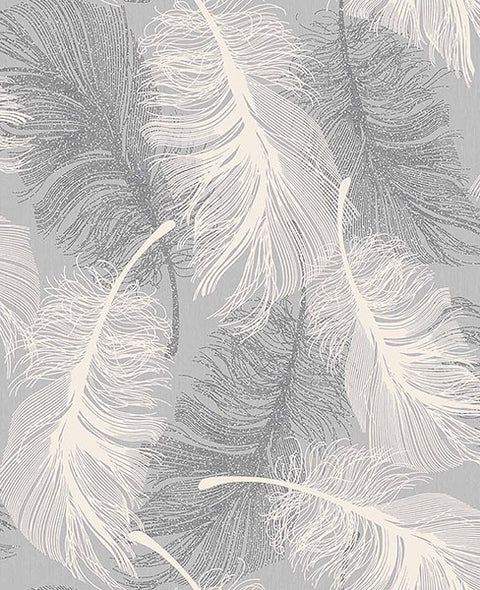 2836-M0923 Alonso Grey Plume Wallpaper