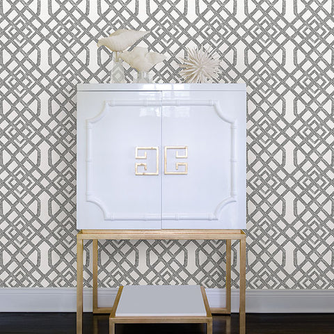 2861-25706 Traverse Black Trellis Wallpaper