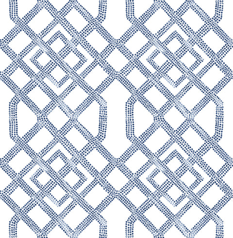 2861-25708 Traverse Blue Trellis Wallpaper