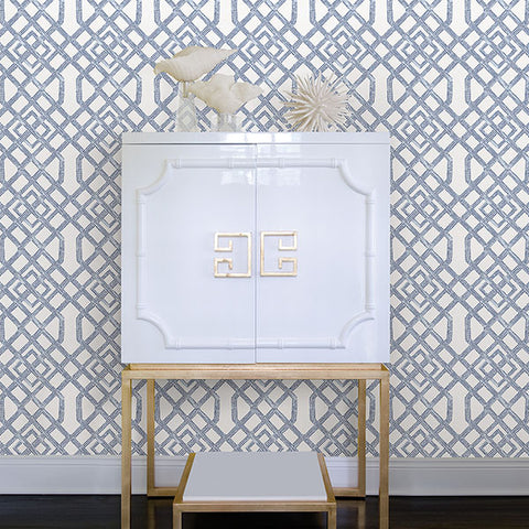 2861-25708 Traverse Blue Trellis Wallpaper