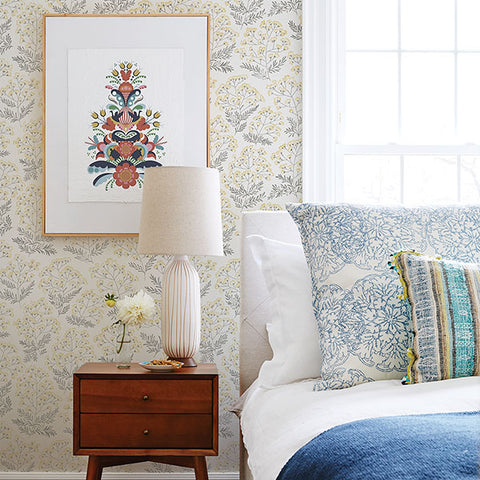 2861-25715 Floret Yellow Floral Wallpaper