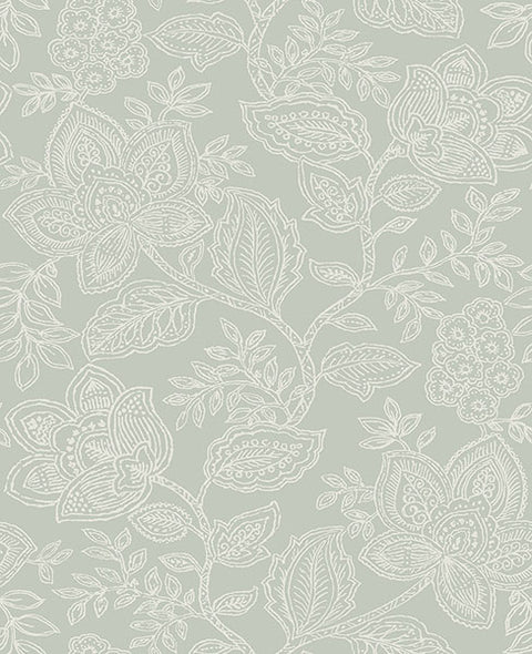 2861-25736 Larkin Sage Floral Wallpaper