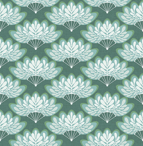 2861-25753 Lotus Grey Floral Fans Wallpaper