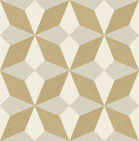 2896-25302 Valiant Gold Faux Grasscloth Mosaic Wallpaper